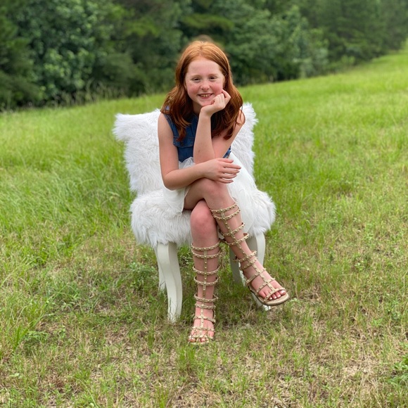 ‼️SOLD OUT‼️Joyfolie Ceylon Studded Gladiator Gold/Tan / Size Y5 - Picture 9 of 16